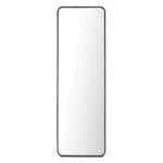Black Metal Floor Mirror with Storage Shelf