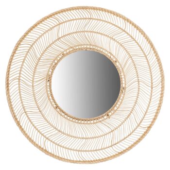 Round Rattan Wall Mirror